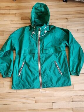 K-Way Emerald Green Hooded Windbreaker with Contrast Trim